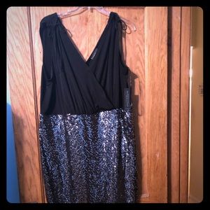 LANE BRYANT V necked Black/Sequined dress. NEW!